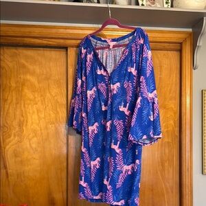 Lilly Pulitzer Teigen Dress in Purple Dazzle Pink Zebra Print SIZE: XL
